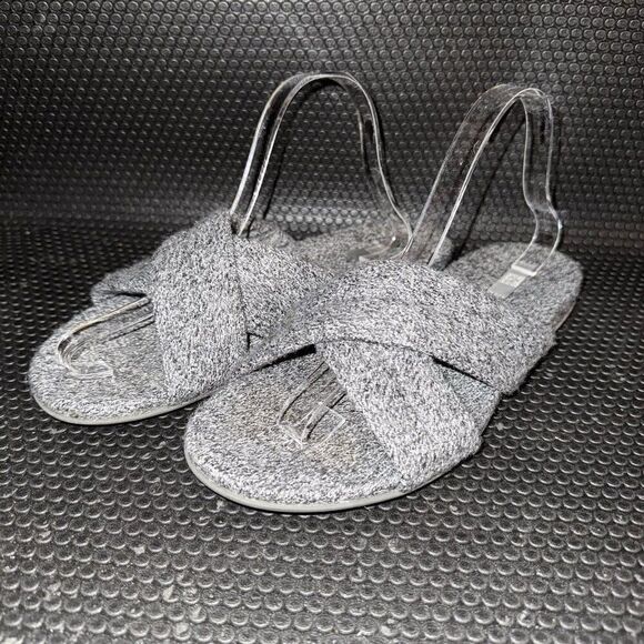 FitFlop Women's Love Gray Marled Gracie Merino Wool Cross Slides Size 10 - Picture 1 of 9